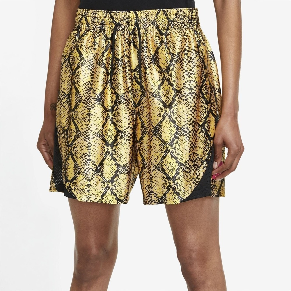 Nike Women's Dri-FIT Fly Basketball Shorts Yellow Black DH7348-709 Small 26038